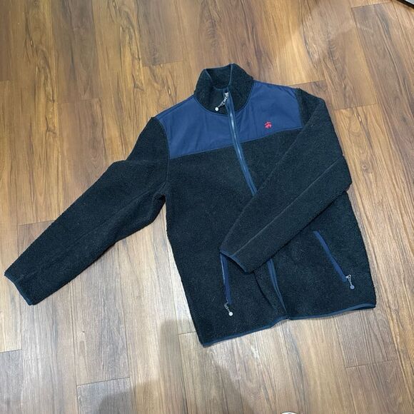 New Mens Brooks Brothers Full Zip Navy / Black Sherpa Fleece Jacket XXL